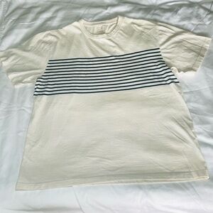 L.L. Bean cream shirt with navy blue stripes